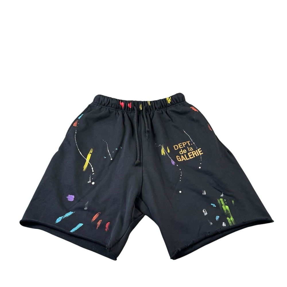 Gallery Dept. Black Paint Splatter Spellout Men's Sweatshort Size Large